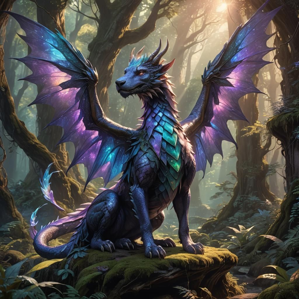 Majestic Dragonhound Perched Atop Mystical Portal