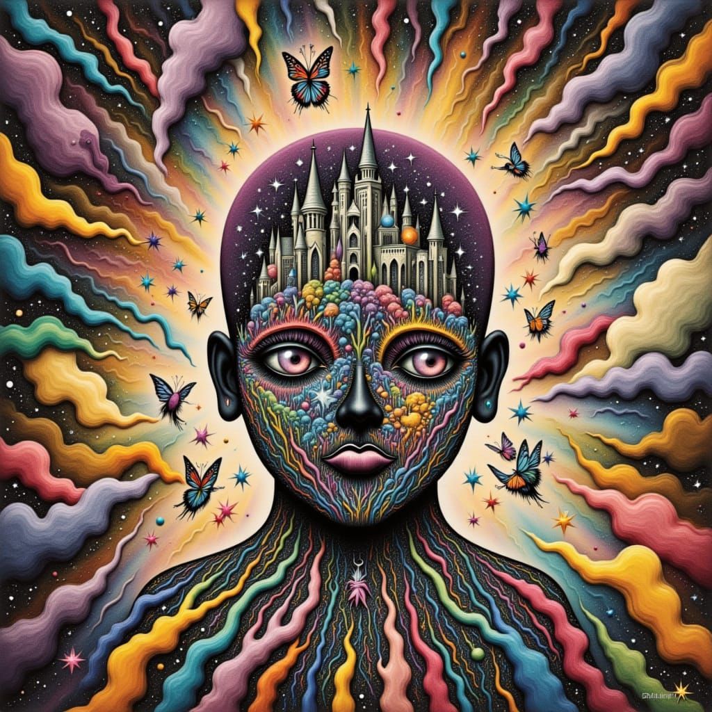 Fantastical Cloud Castle Emerges from Daydreamer's Head