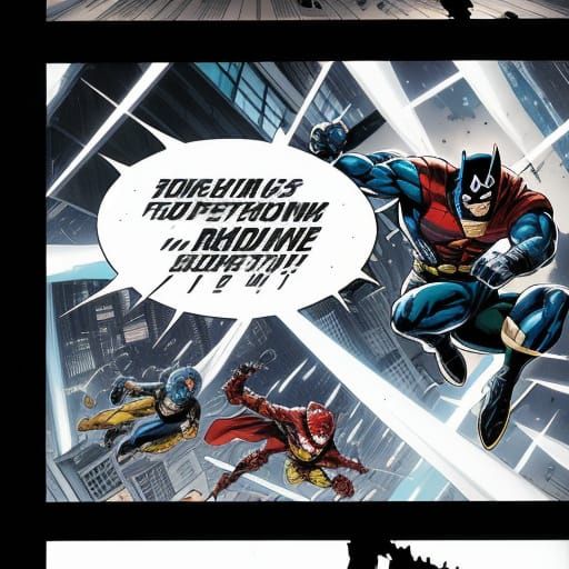 Epic Superhero Battle in Dynamic Comic Book Style