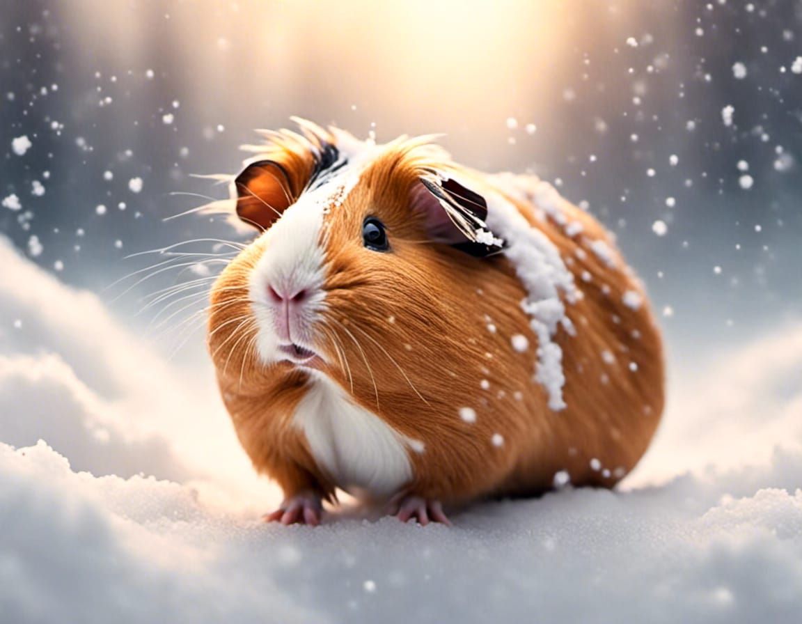 guinea pig in the snow