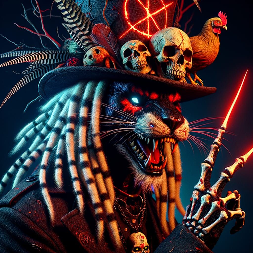 Creepy Voodoo Panther in 8K Resolution