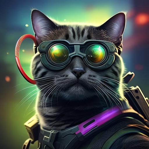 Cat in SWAT Gear with Machine Gun