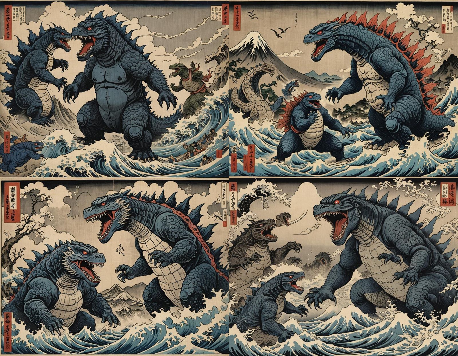 Godzilla vs Homunculus: Ukiyo-e Battle