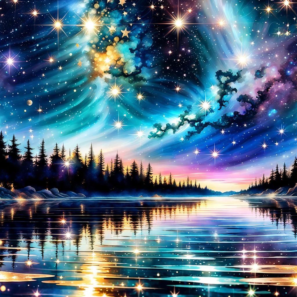 Sparkling Sea Reflecting Twinkling Stars