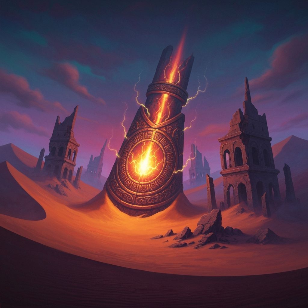 Ancient Desert Amulet Pulsing with Arcane Energy