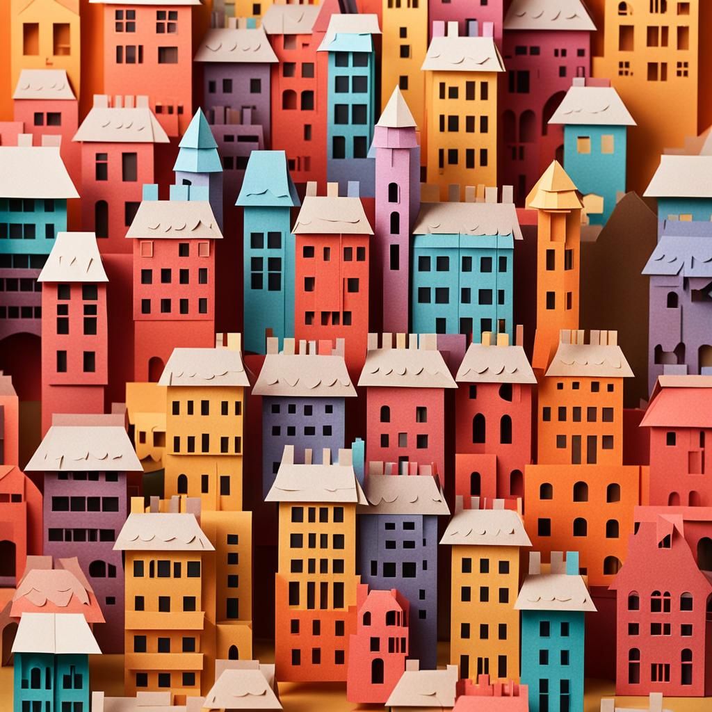 Paper City: Kirigami Art in Origami Style