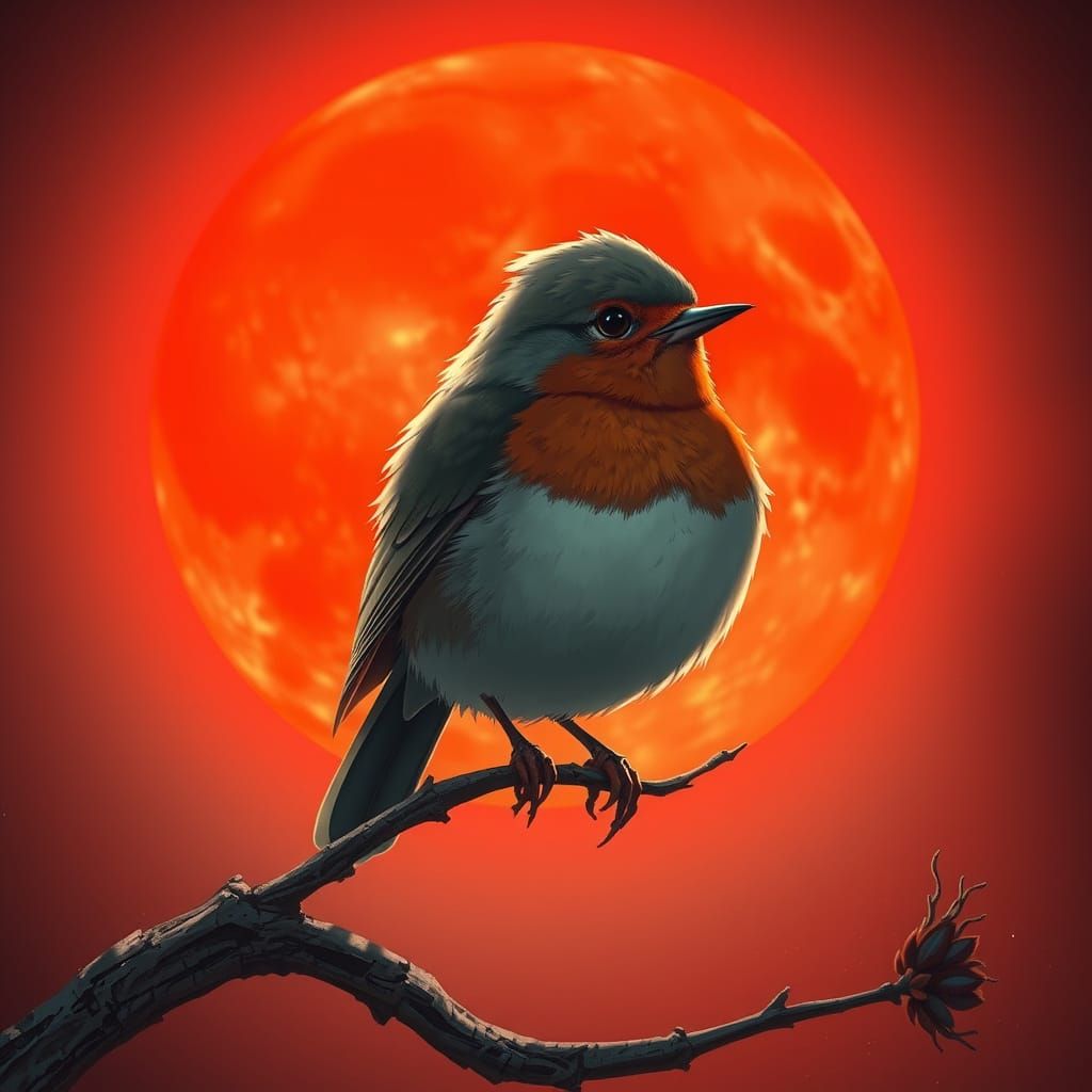 Robin Inside Red Moon in Anime Style