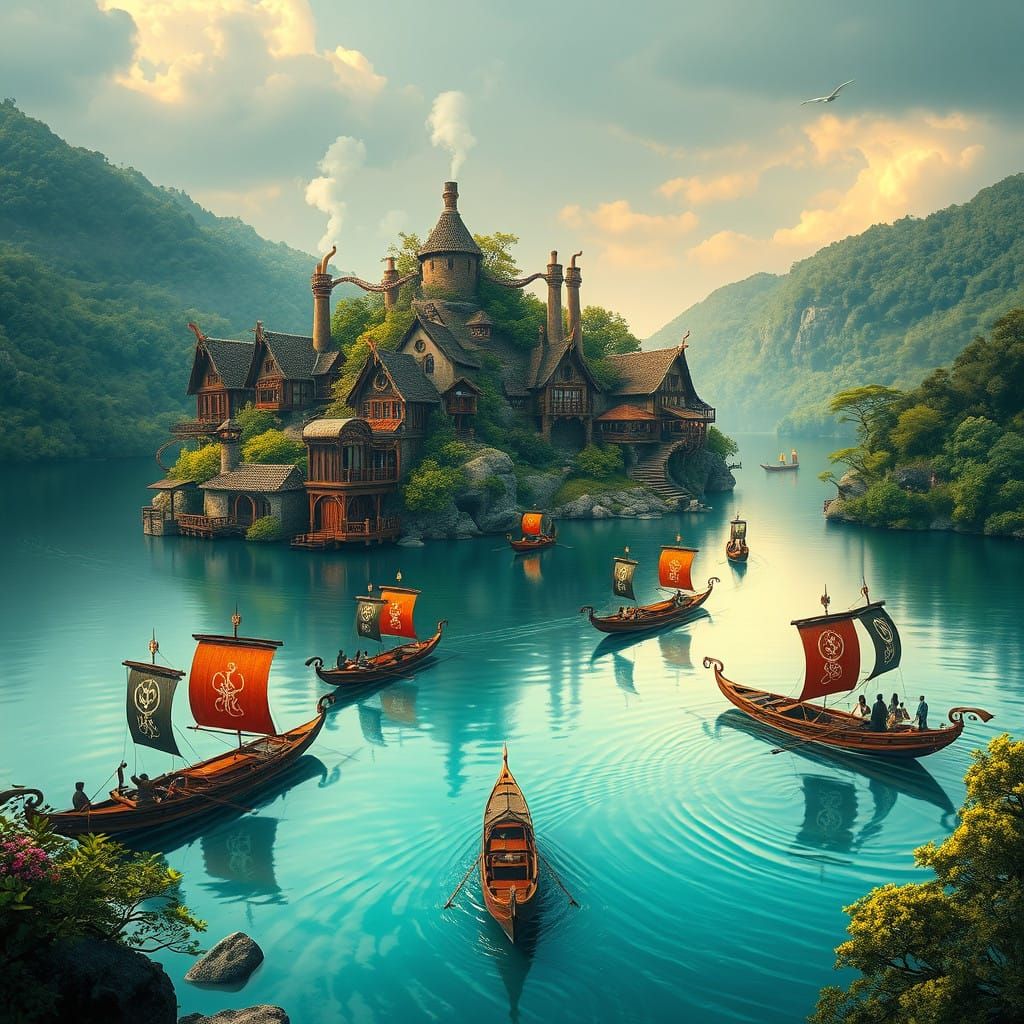 Whimsical Lake Bay Oasis in Enchanted Island Style