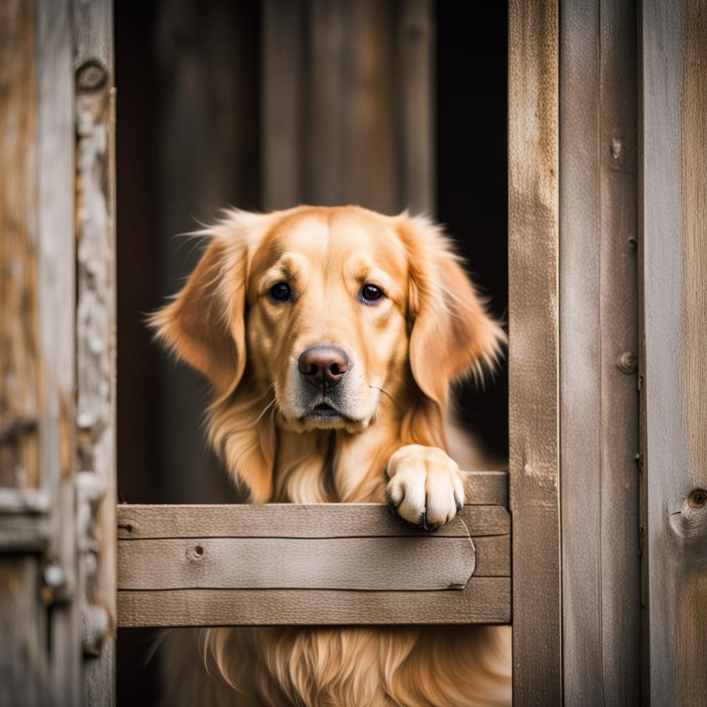 Golden Retriever In Barn