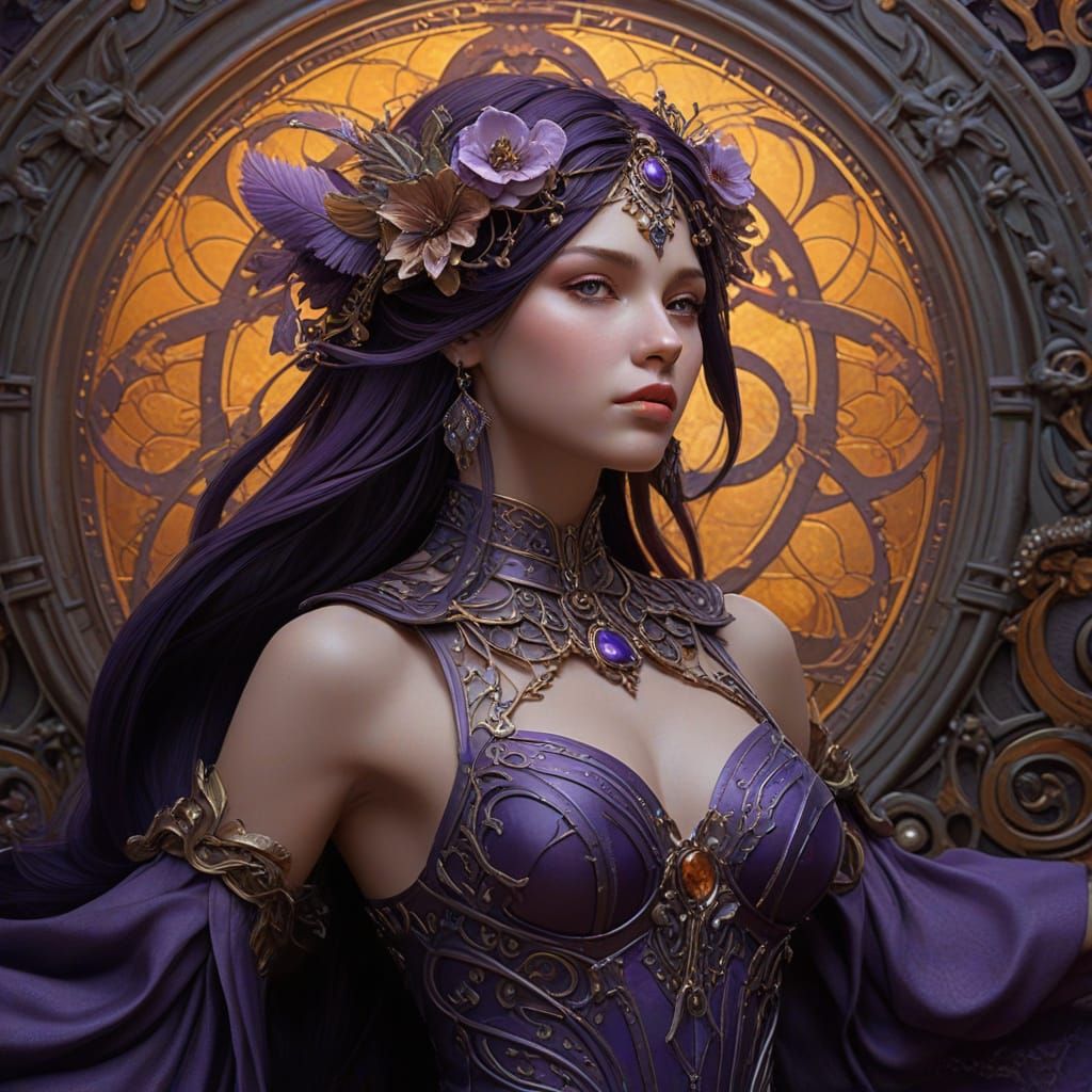 Intricate Art Nouveau Symbol Shines in Dark Fantasy
