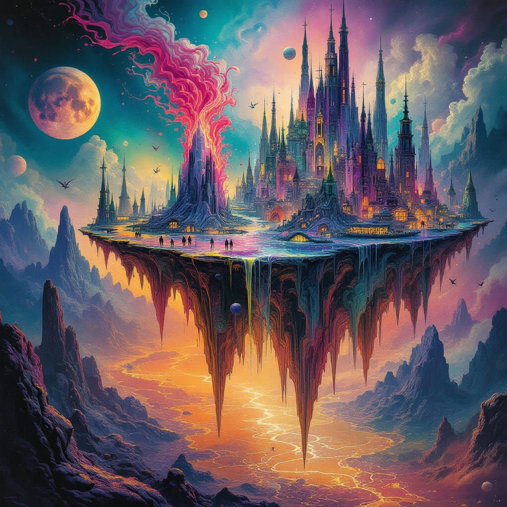 Sentient Liquid City in Surreal Dreamlike Horror Style