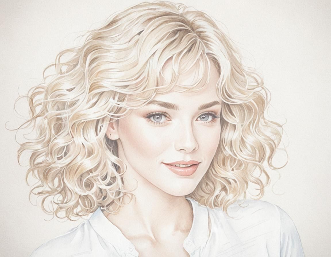 Blonde Woman Portrait in Colored Pencil Style
