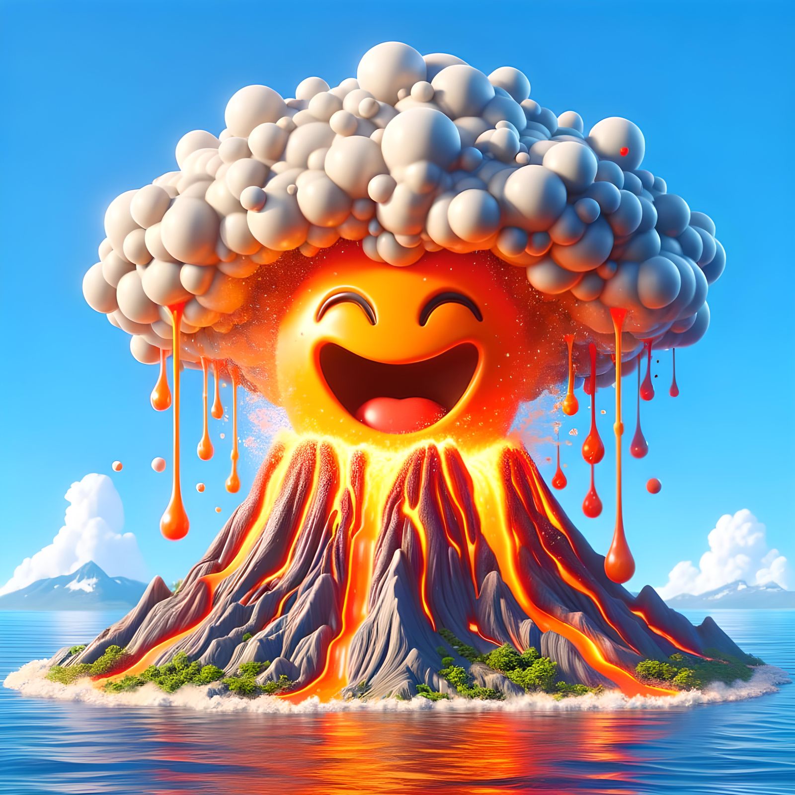 Laughing Volcano Erupts Lava Into the Ocean