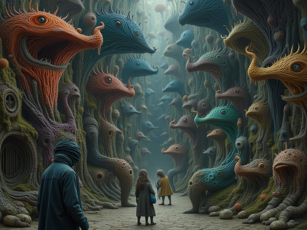 Surreal City Encounter: Fairy Tale Illustration