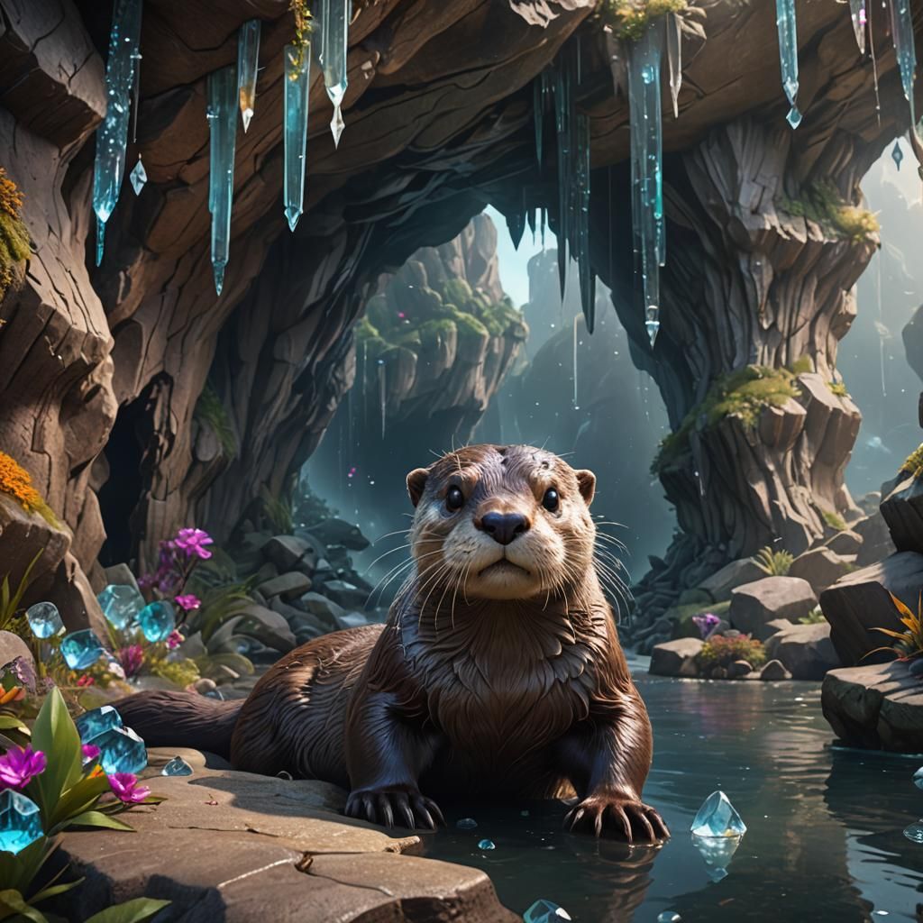 Otter Gazing into Crystalline Cave