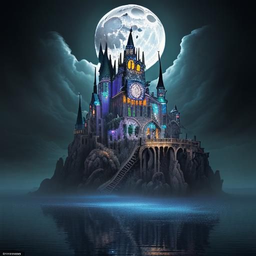 Old Witch Swimming in the Moon, Salvador Dali Style