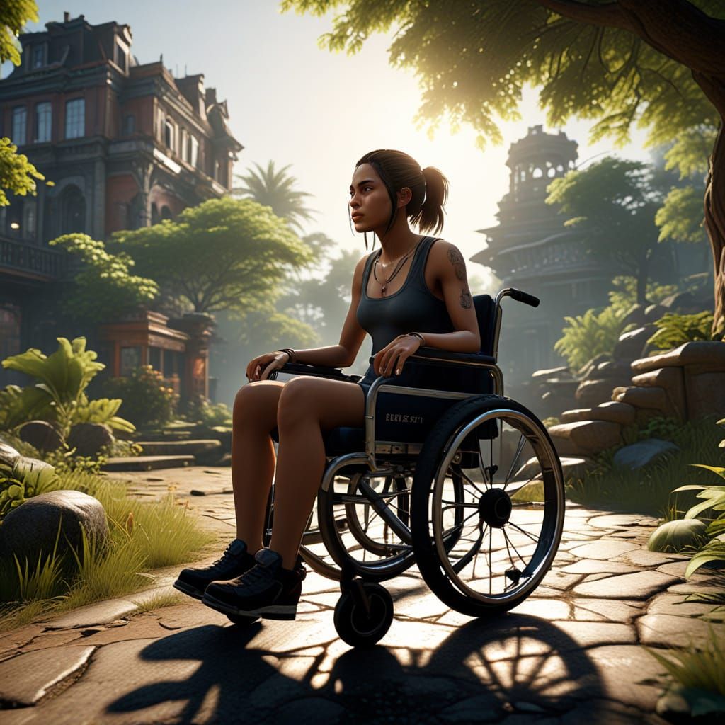 Half-Woman Half-Ape in Lush Savannah Landscape