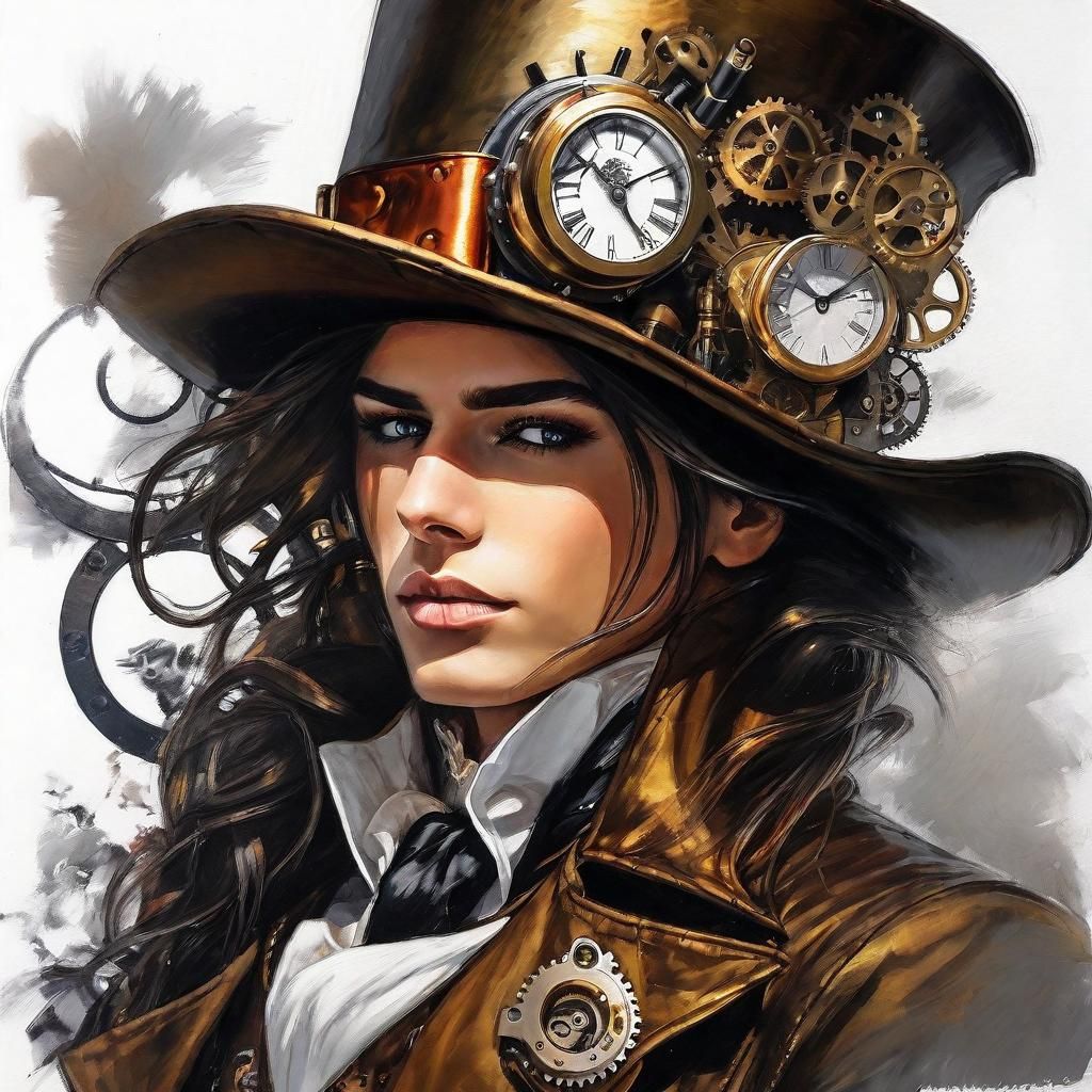 Anime Ballet Dancer in Steampunk Style