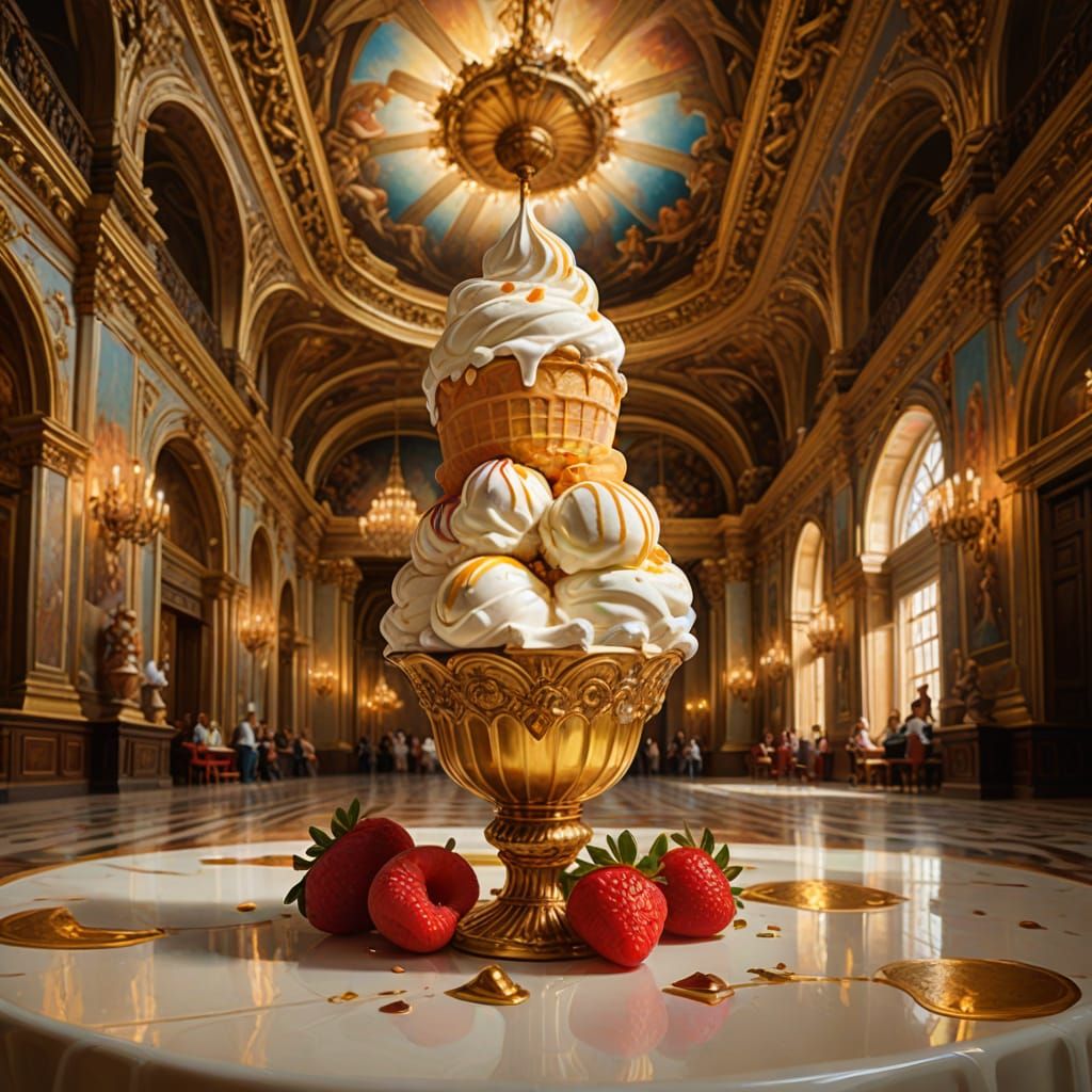 Ice Cream in Grand Hall: Renaissance Digital Art
