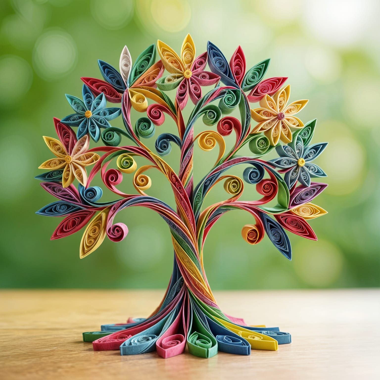 The tree of life made of quilled folded paper intricate fold...
