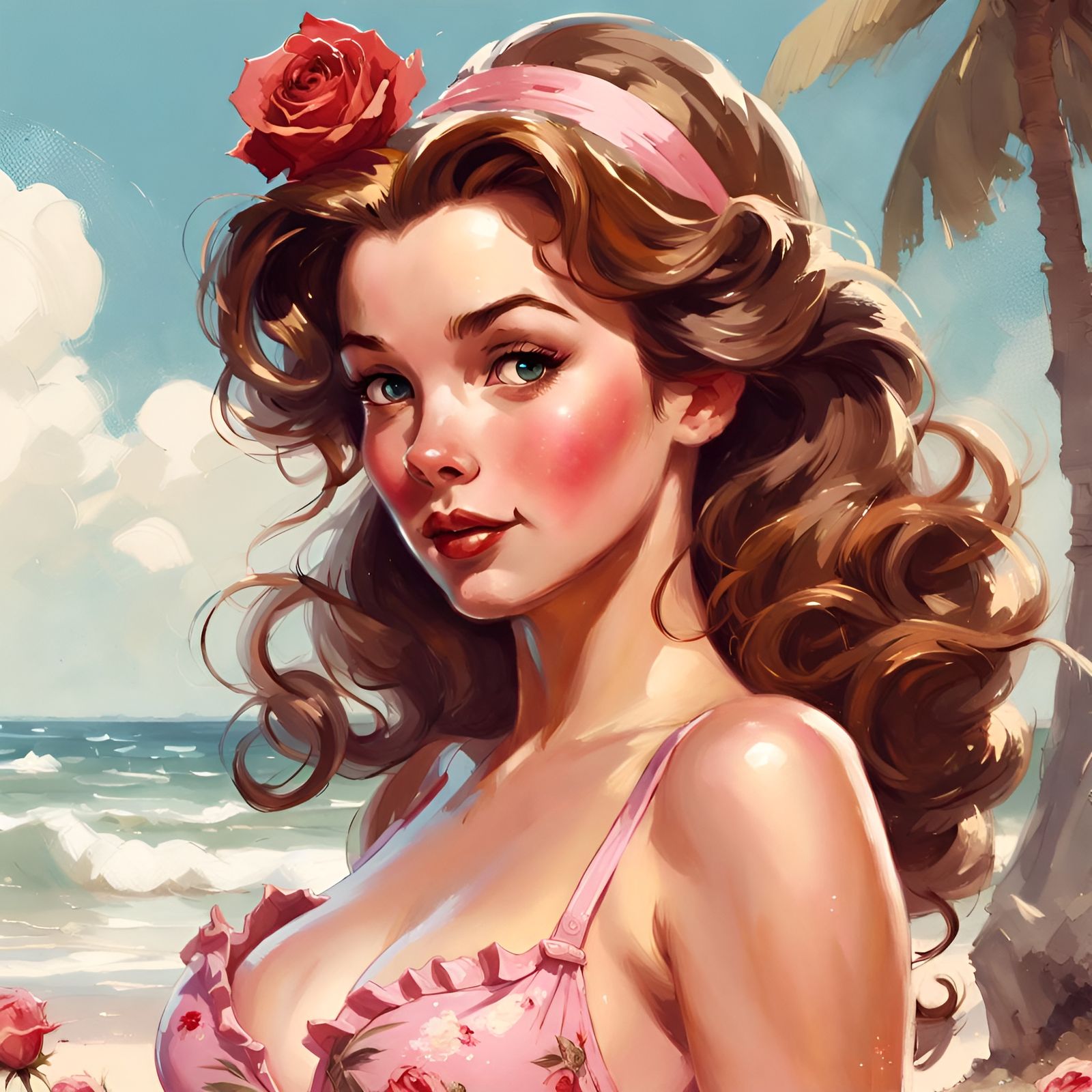 Princess Belle Rose Swimsuit Portrait
