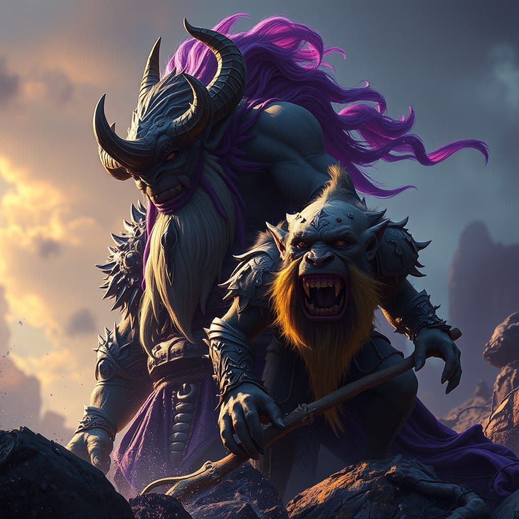 Dark Fantasy Norse Elf and Troll Masterpiece