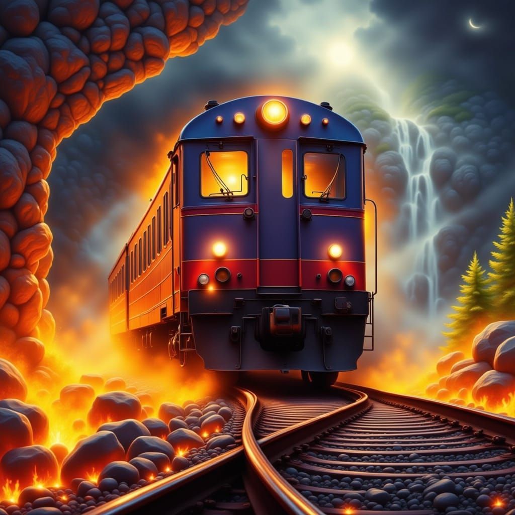 Fiery Clockpunk Train Rides the Rails
