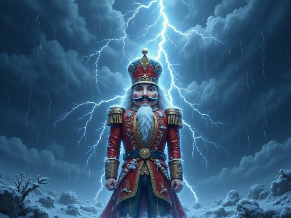 Nutcracker Stands Defiant in Winter Storm