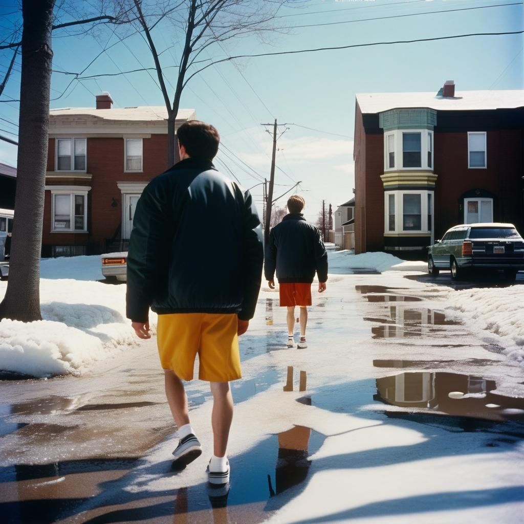 Urban Spring: Melting Snow and Sunny Skies
