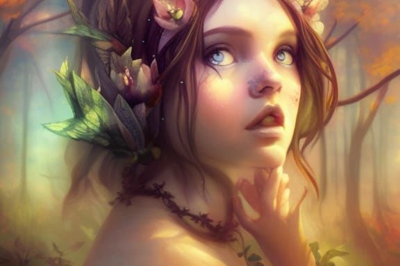 Detailed Forest Fae Portrait in Art Nouveau Style