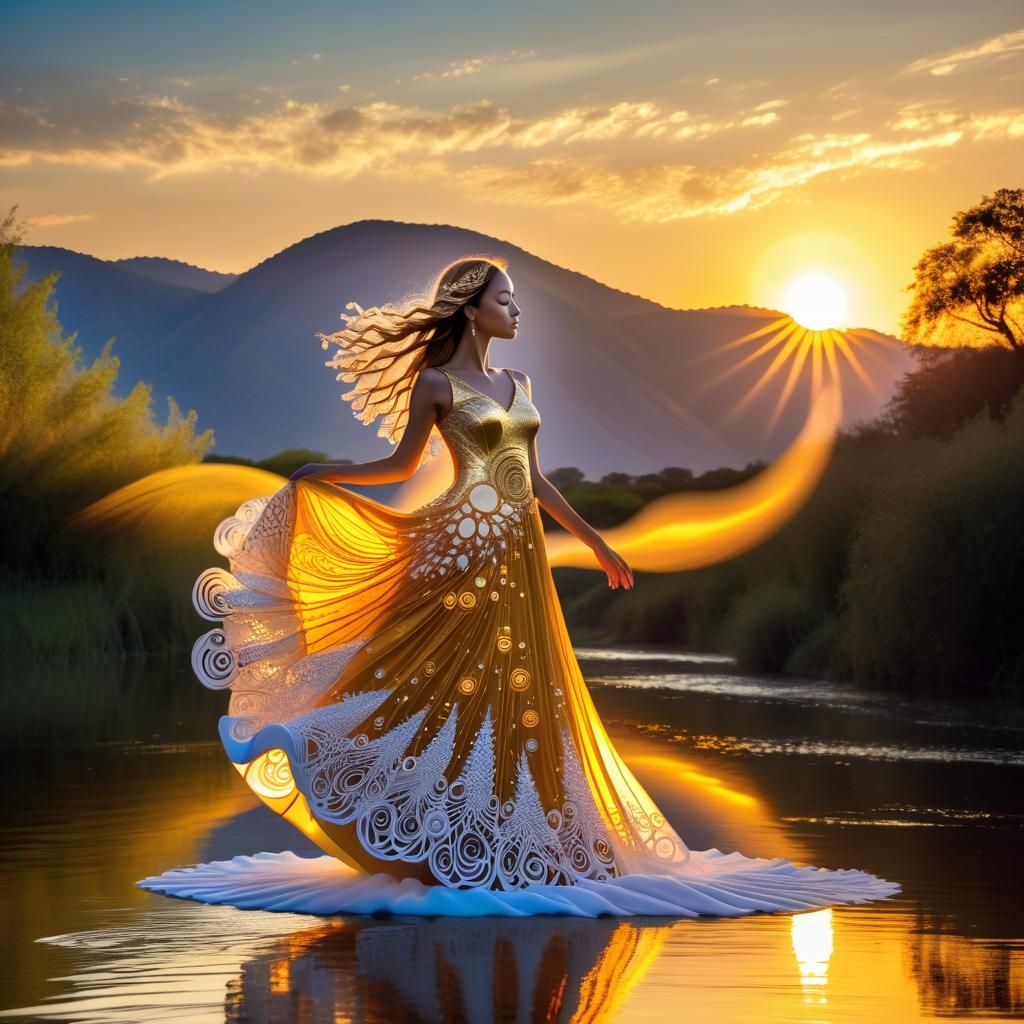 Luminous Foam Art Zentangle Woman by River