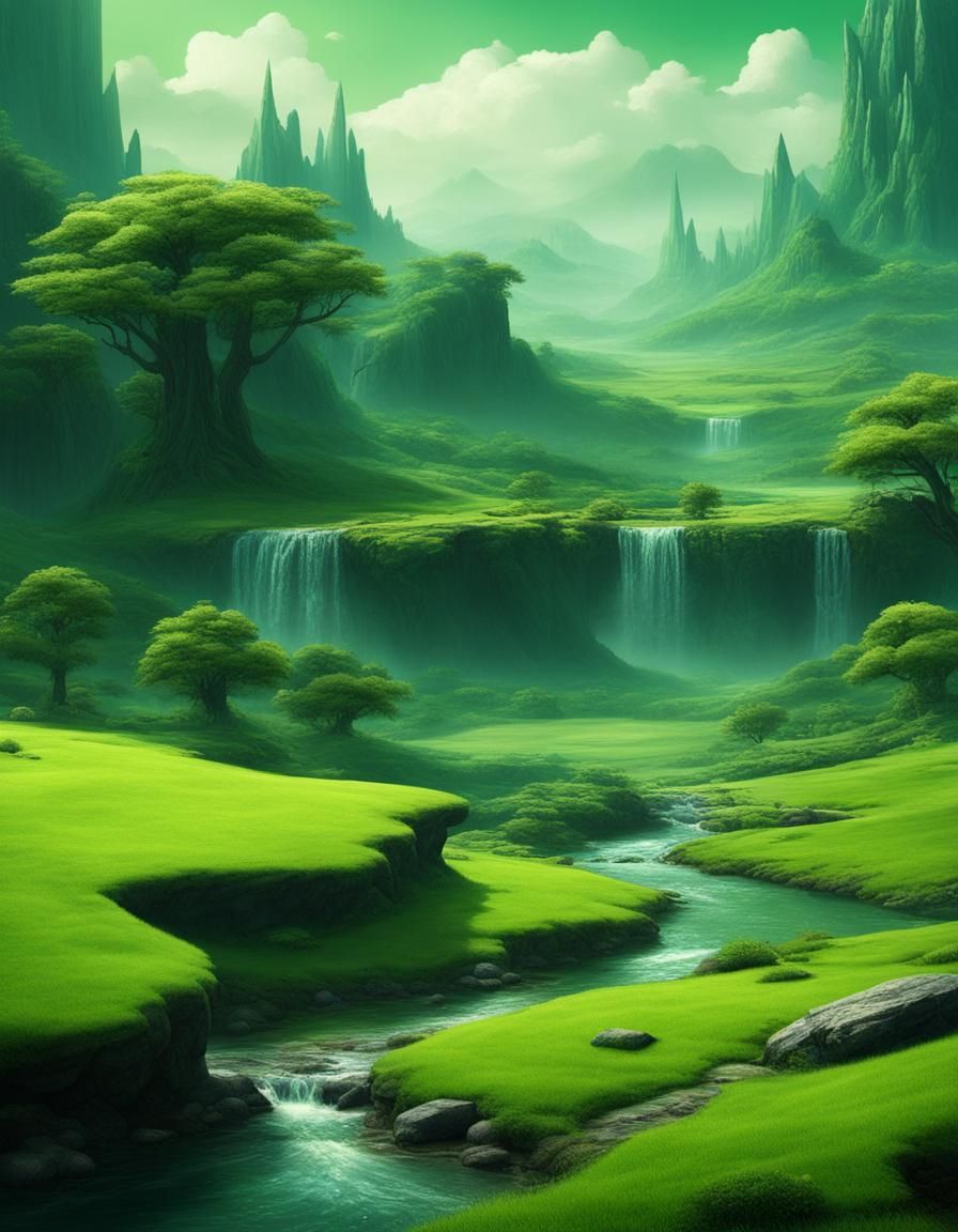 Lush Green Cinematic Fantasy Landscape