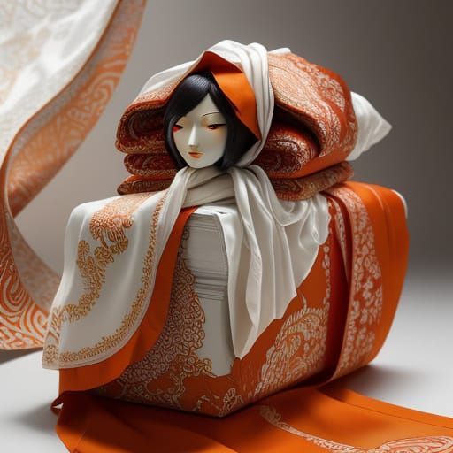 Luxurious Silk Textile Art in Asian-Inspired Style