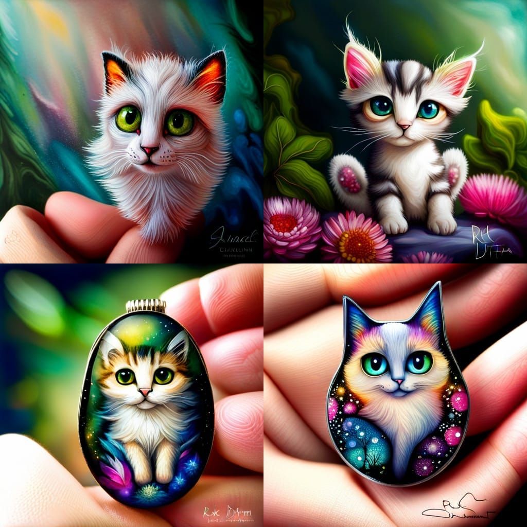 Intricate Baby Cat in Sparkling Fairy Forest