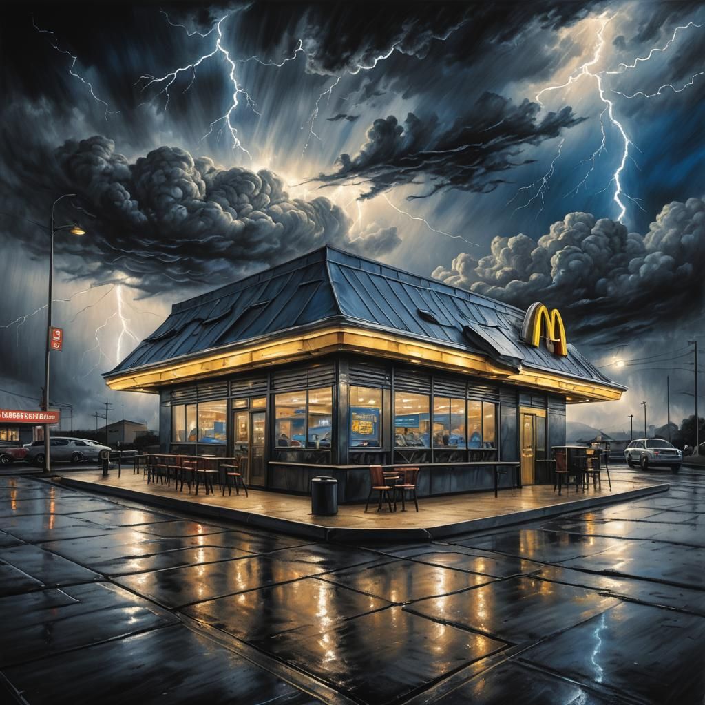 Futuristic McDonald's Restaurant on Jupiter in Charcoal