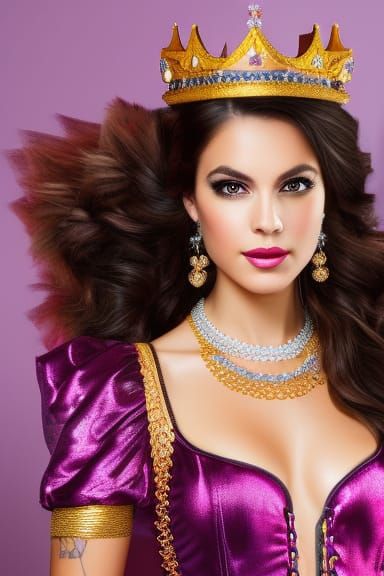 Punk Rococo Queen Portrait in Editorial Surrealism Style