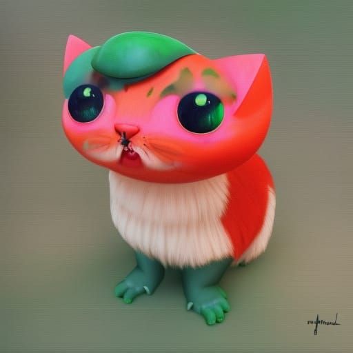 Hyperdetailed Watermelon Cat Concept Art in 8K