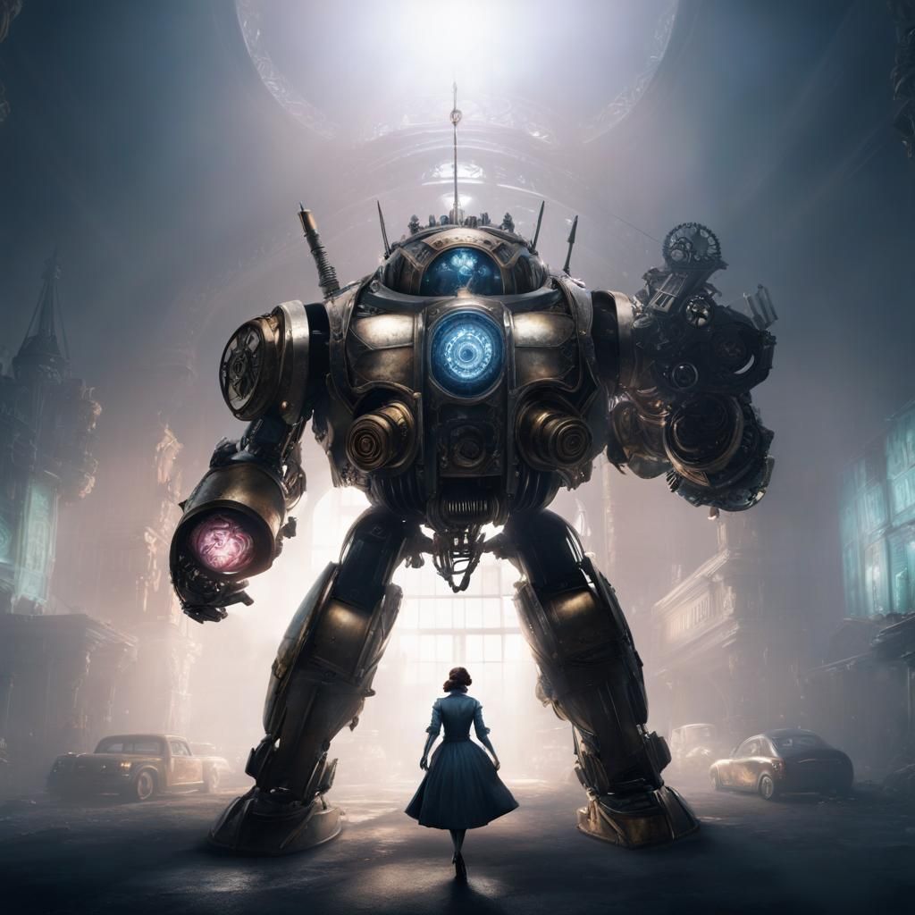 Steampunk Robot Schoolgirl with Clockwork Details