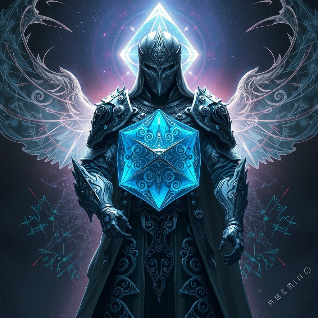 Ethereal Knight in Cosmic Armor