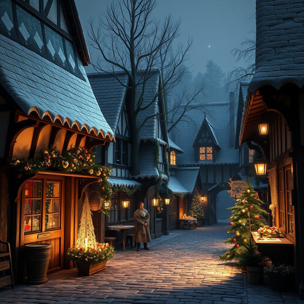 Medieval Christmas Scene in 15th Century