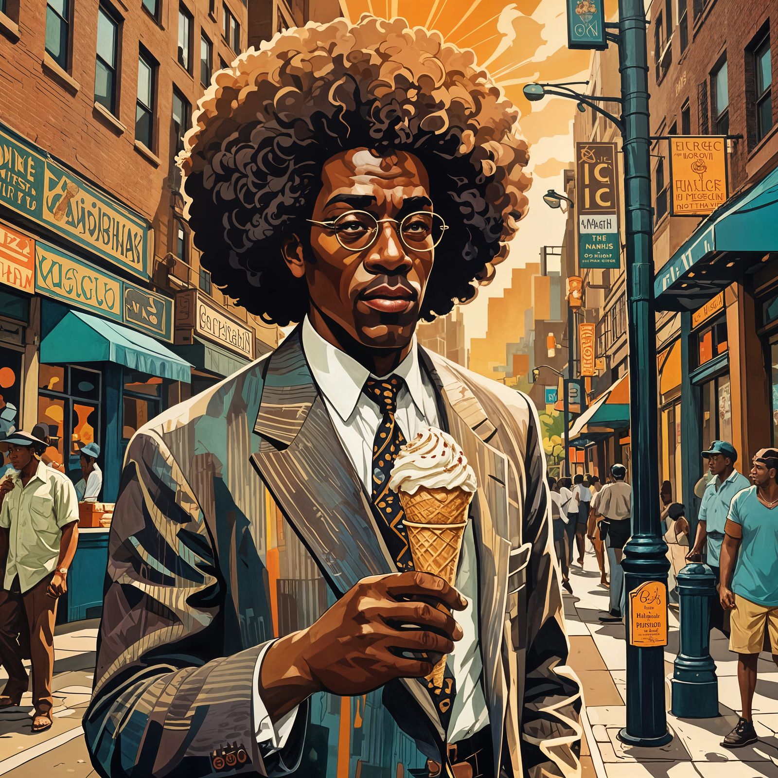 Man with Afro Eats Ice Cream: Harlem Renaissance Art