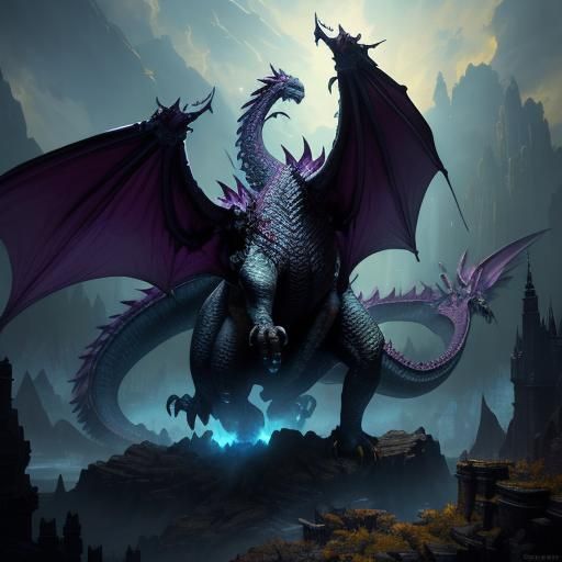 Majestic Dragon Flight in Dark Fantasy Style