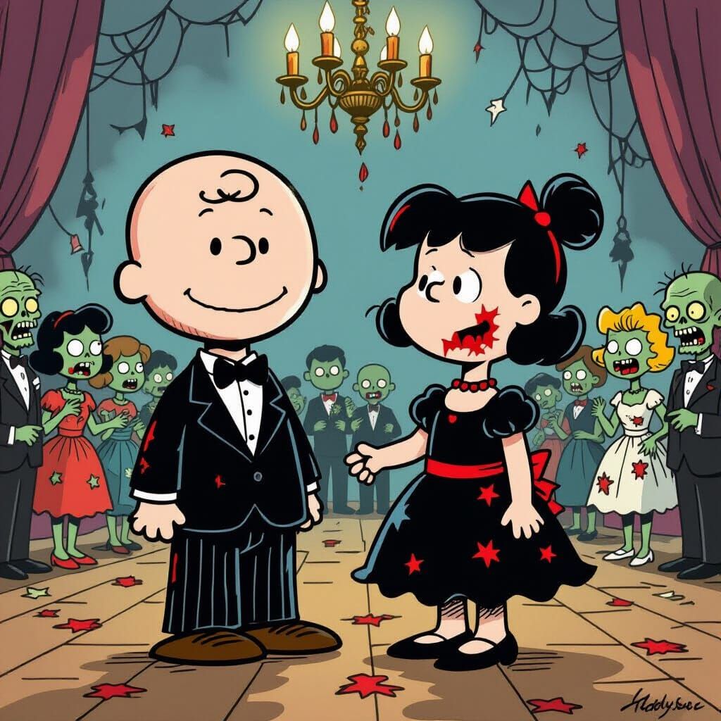 Peanuts Characters at a Zombie Formal Dance