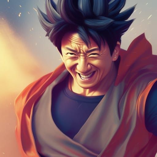 Jackie Chan as Goku on Motorbike