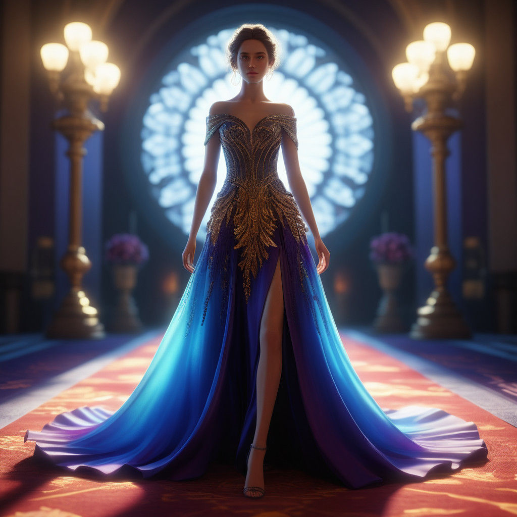 Ethereal Starlet Emerges on Red Carpet in Enchanting Iris-In...