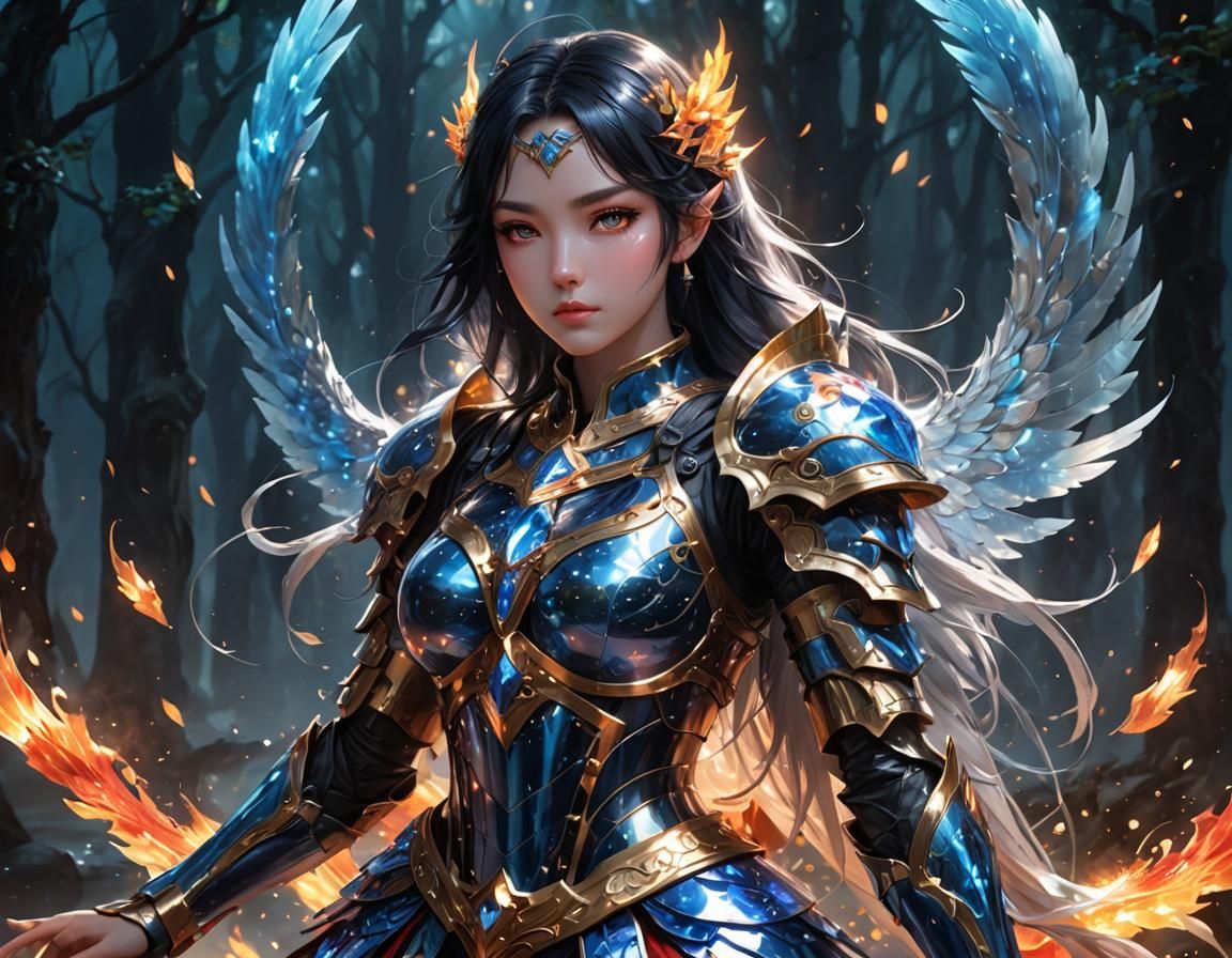 Cosmic Knight Goddess in Anime Style