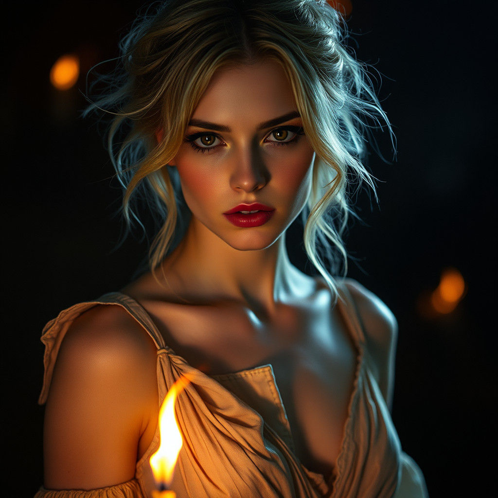 Ravishing Woman in Flames: A Cinematic Portrait