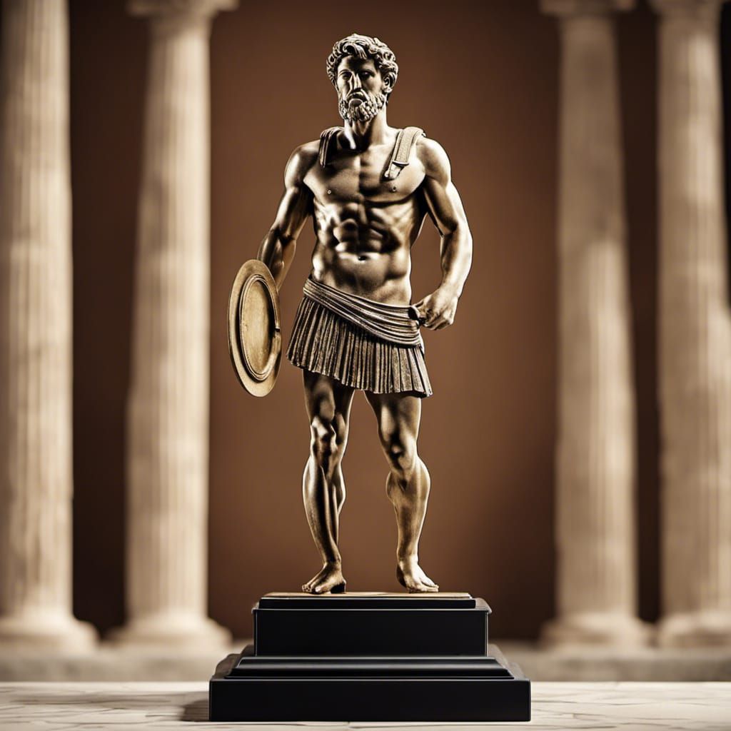 Photorealistic Ancient Greek Olympian Trophy on Pedestal