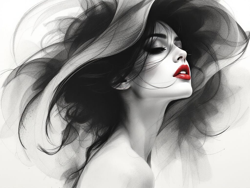 Ethereal Portrait in Charcoal and Shadow