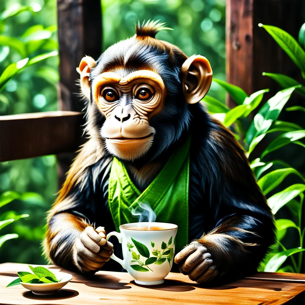 AI Generated Image of a Tea Monkey